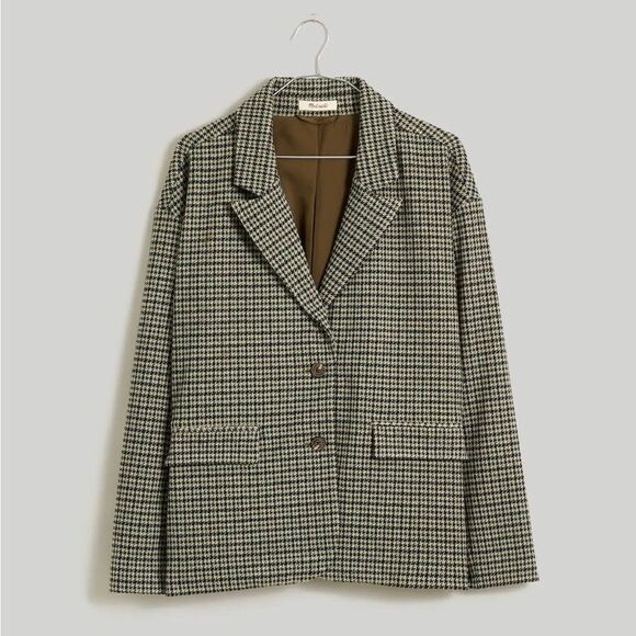 Madewell Oversized Knit Blazer Houndstooth. NWT. Size L. - Picture 4 of 13